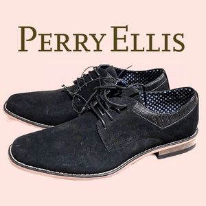 Perry Ellis Portfolio Da Vinci Men Dress Oxfords Shoes Foam Leather Suede 10.5